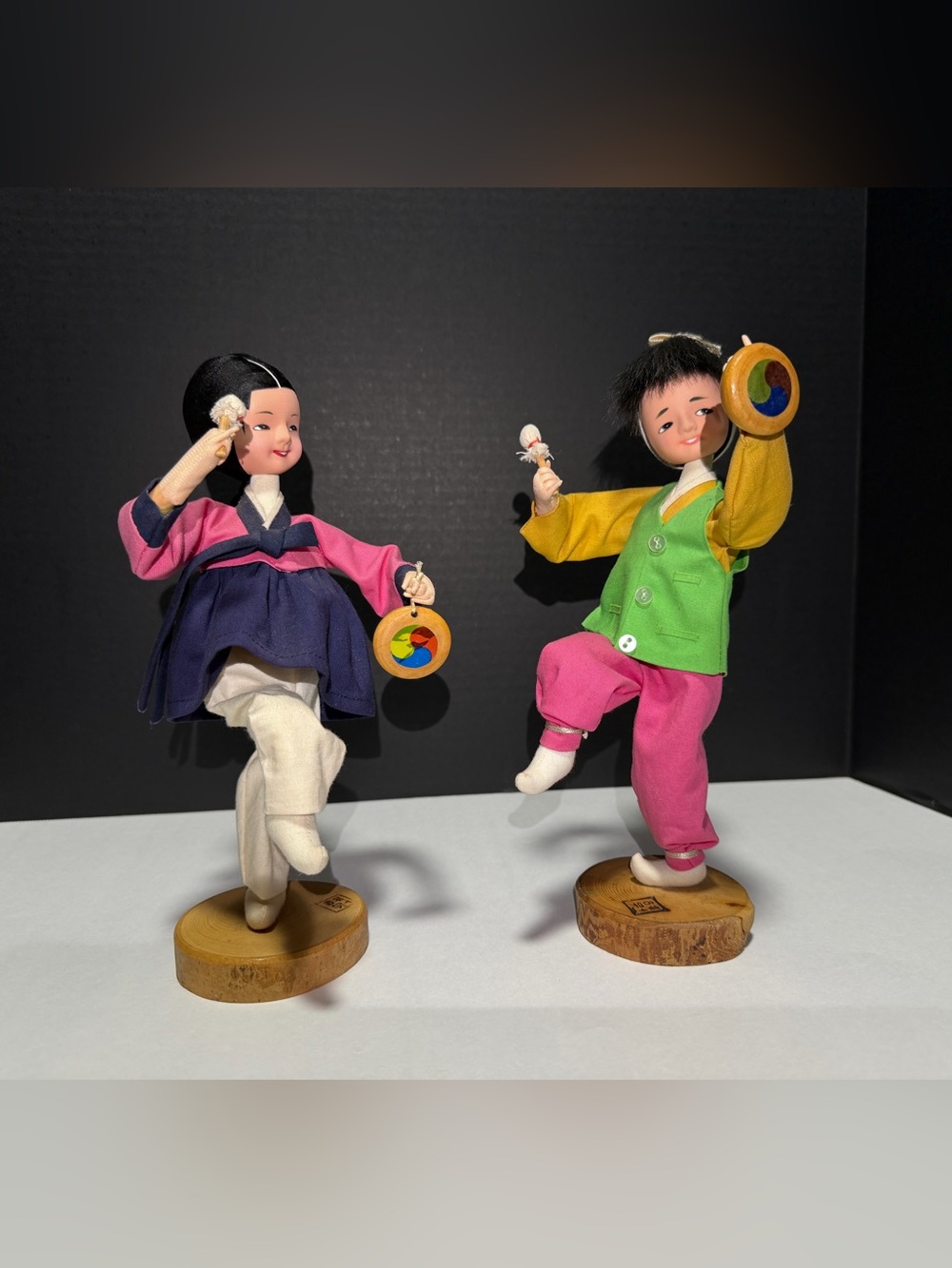 Traditional‎ Korean Dancing Doll Pair - Pink, Green & Yellow Kids Toys